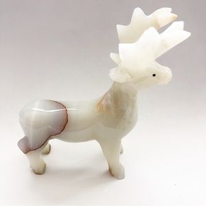 Vintage Handcarved Onyx Alabaster Reindeer Elk Moose Sculpture